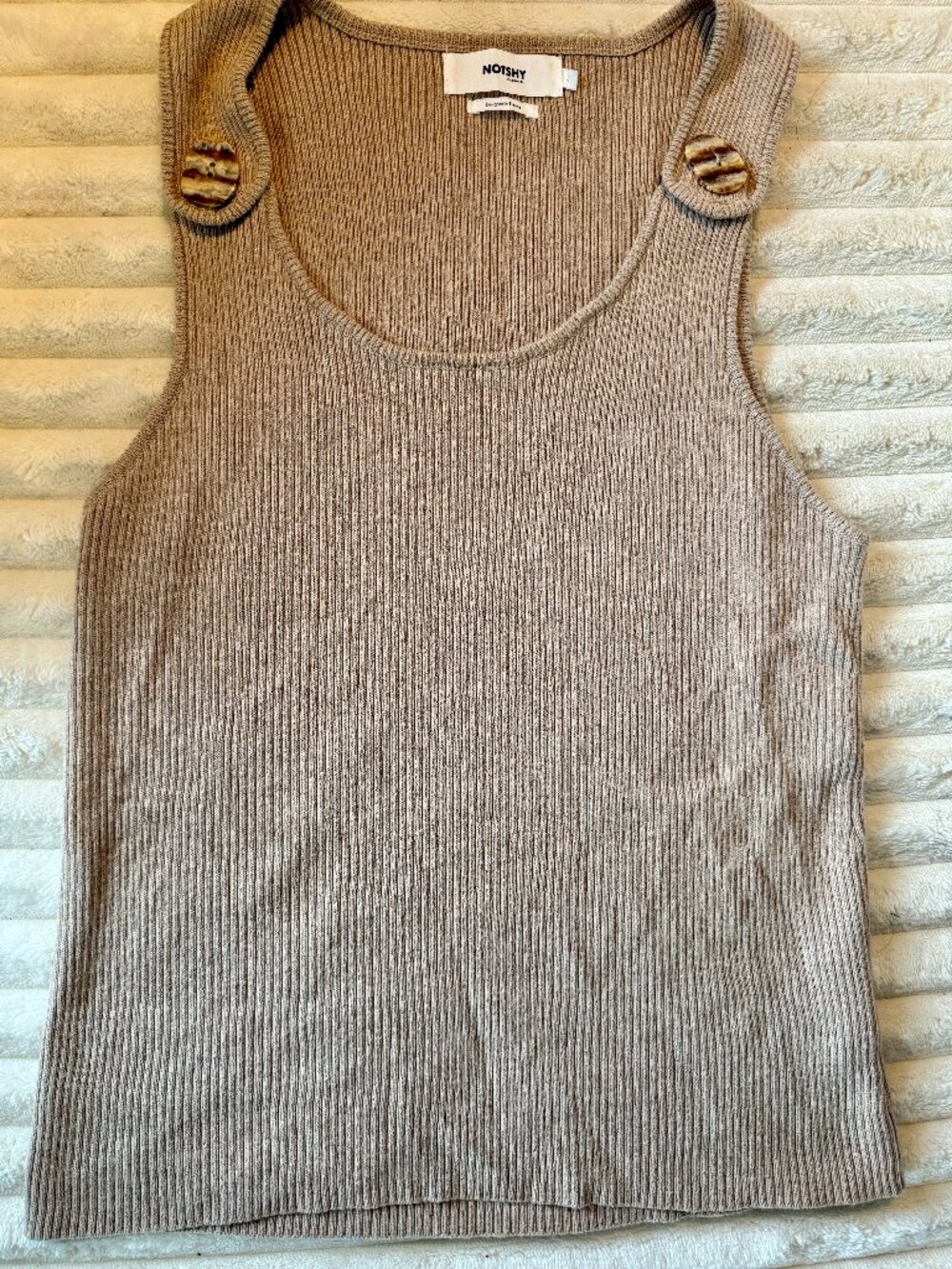 NOTSHY Cashmere Knit Tank Size Large Beige Luxury Minimalist Top